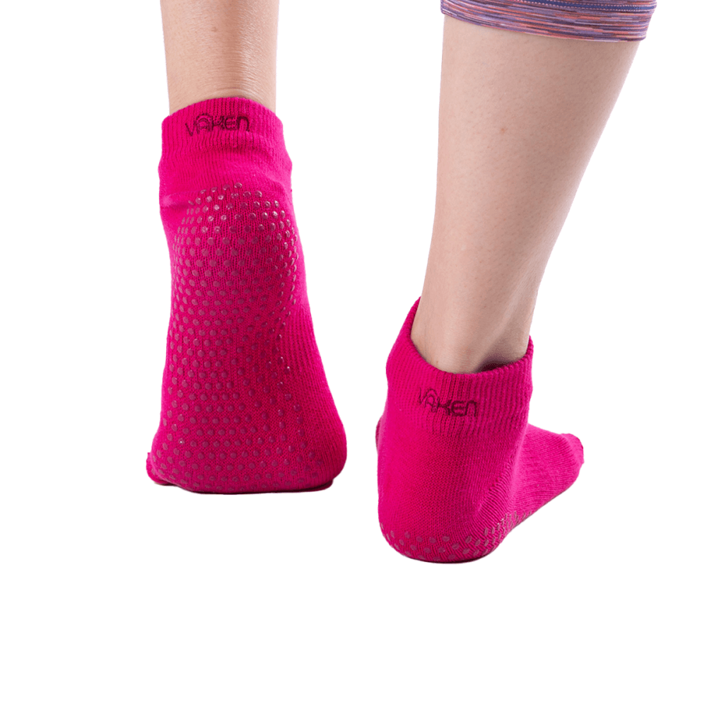 ถุงเท้ากันลื่นเปิดนิ้ว Vaken รุ่น Grip Socks ไซส์ M/L สีชมพูดอทแดง