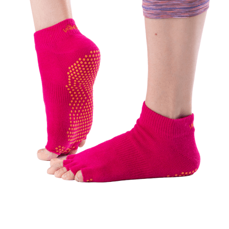 ถุงเท้ากันลื่นเปิดนิ้ว Vaken รุ่น Grip Socks ไซส์ M/L สีชมพูดอทส้ม_0