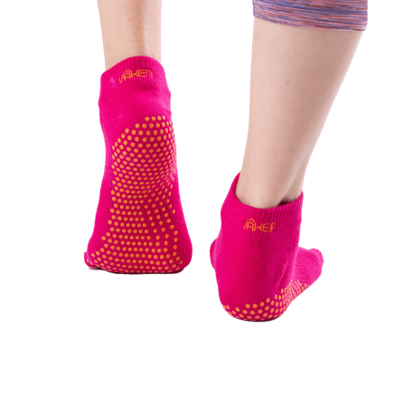 ถุงเท้ากันลื่นเปิดนิ้ว Vaken รุ่น Grip Socks ไซส์ M/L สีชมพูดอทส้ม_3