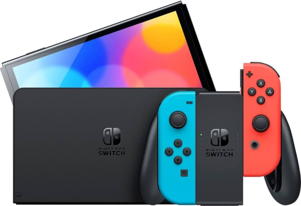 เครื่องเกม Nintendo Switch OLED สีนีออน แดง/ฟ้า