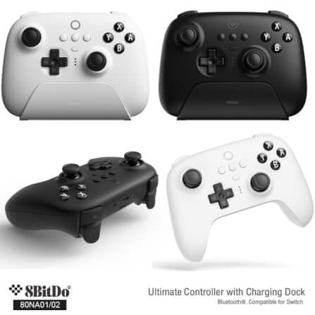 จอยเกมไร้สาย 8Bitdo 80NA Ultimate Bluetooth & 2.4g Controller with Charging Dock สีขาว_4