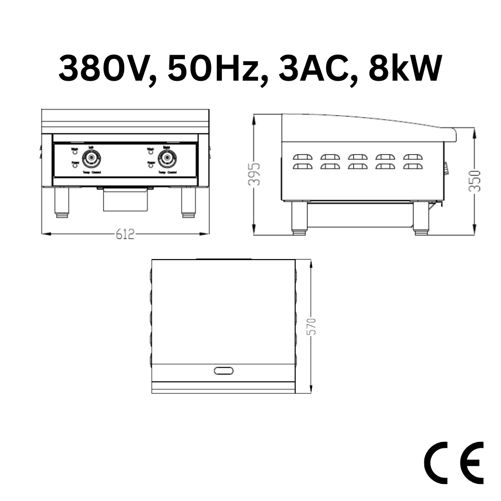 เตาย่างไฟฟ้าหน้าเรียบ BRANDON GH24 (ทำงานหนักได้ 3AC)_2