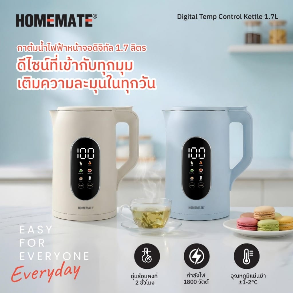กาต้มน้ำไฟฟ้า DIGITAL COOL-TOUCH HOMEMATE (HOM-2971E4) 1.7 ลิตร สีฟ้า_1