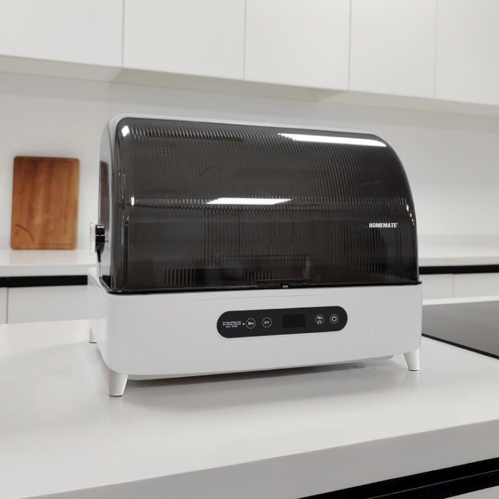 เครื่องอบจานไฟฟ้าพร้อมแสง UV HOMEMATE (HOM-272322) 32 ลิตร สีขาว-ดำ_5