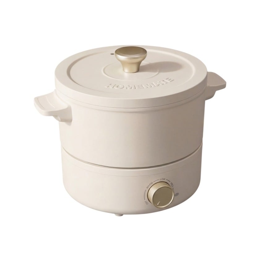 ชุดเตาไฟฟ้าพร้อมหม้อ HOMEMATE HOM-120050 2.5 ลิตร สีครีม_0