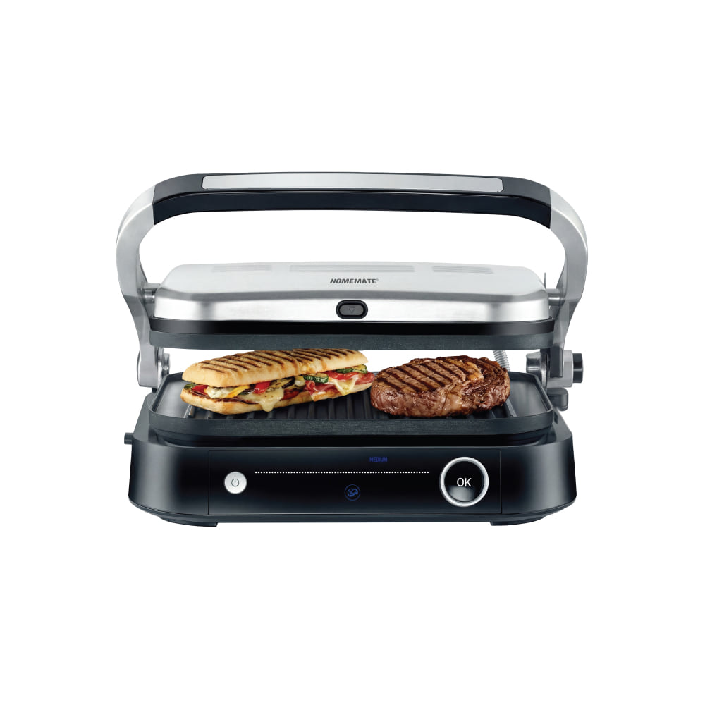 เตาปิ้งย่าง 2 ด้าน SMARTCHEF PRO HOMEMATE HOM-260068 สีเงิน-ดำ_0
