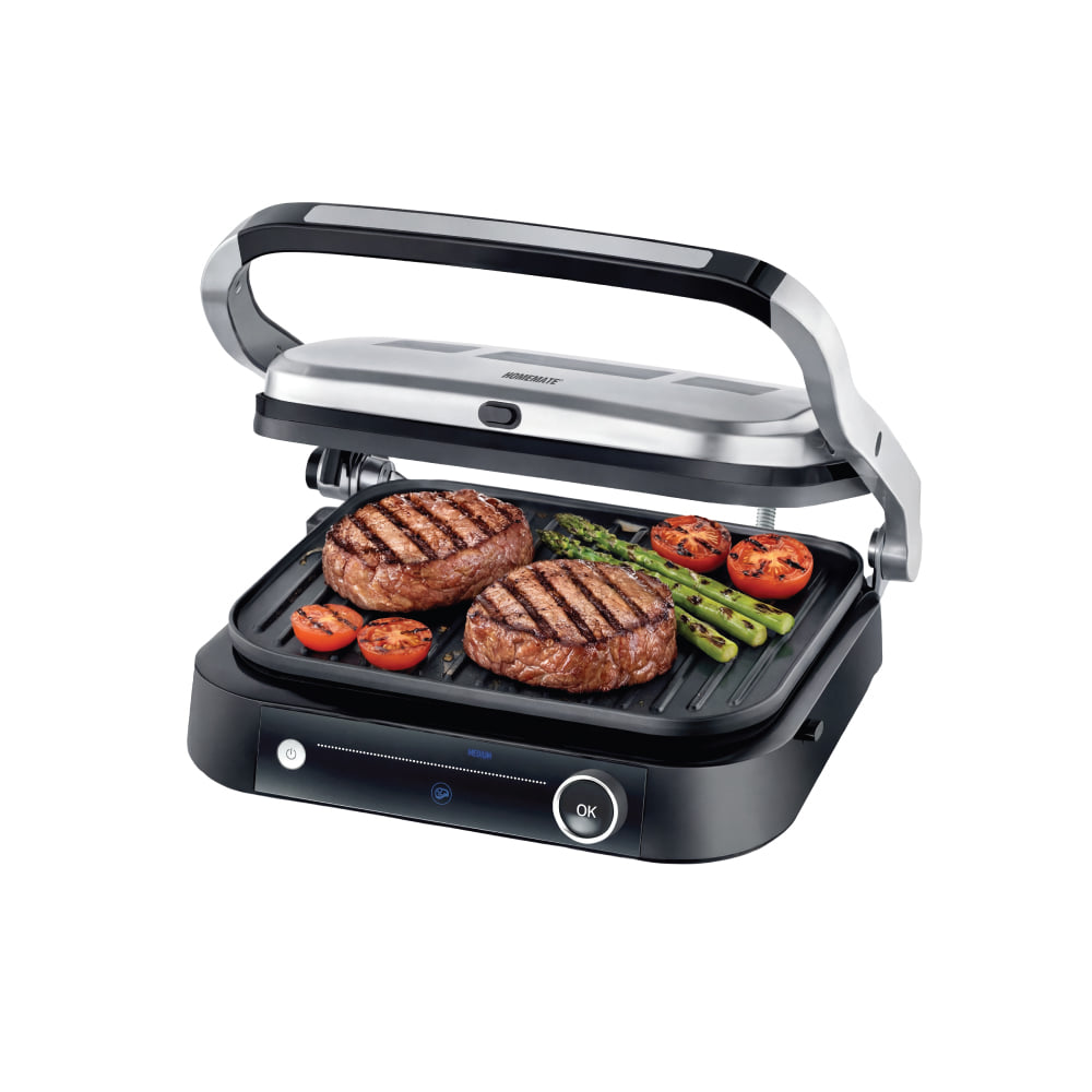 เตาปิ้งย่าง 2 ด้าน SMARTCHEF PRO HOMEMATE HOM-260068 สีเงิน-ดำ_1