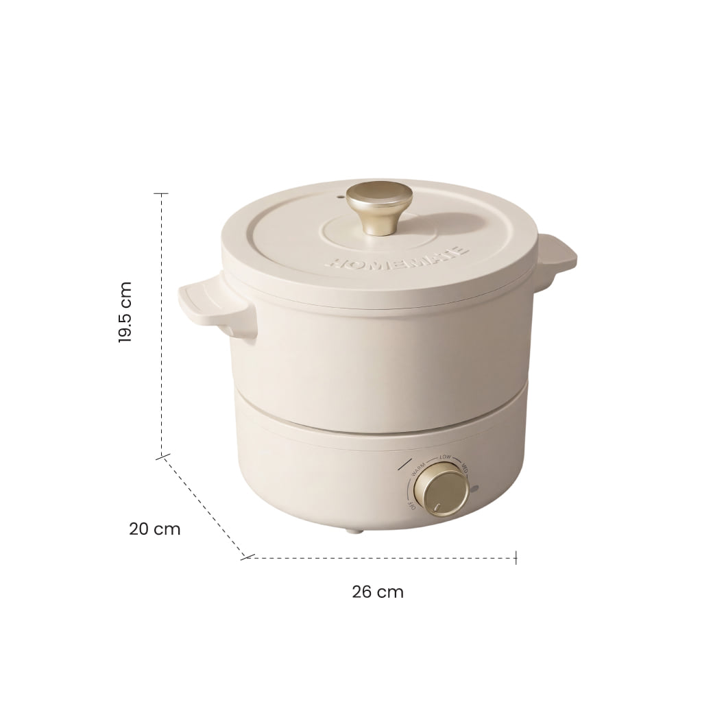 ชุดเตาไฟฟ้าพร้อมหม้อ HOMEMATE HOM-120050 2.5 ลิตร สีครีม_2