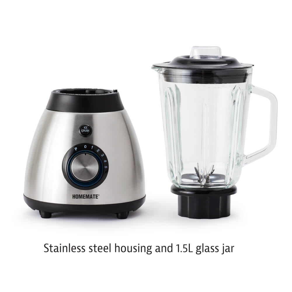 เครื่องปั่นโถแก้ว HOMEMATE (HOM-295081) ความจุ 1.5 ลิตร สีเงิน-ดำ_4