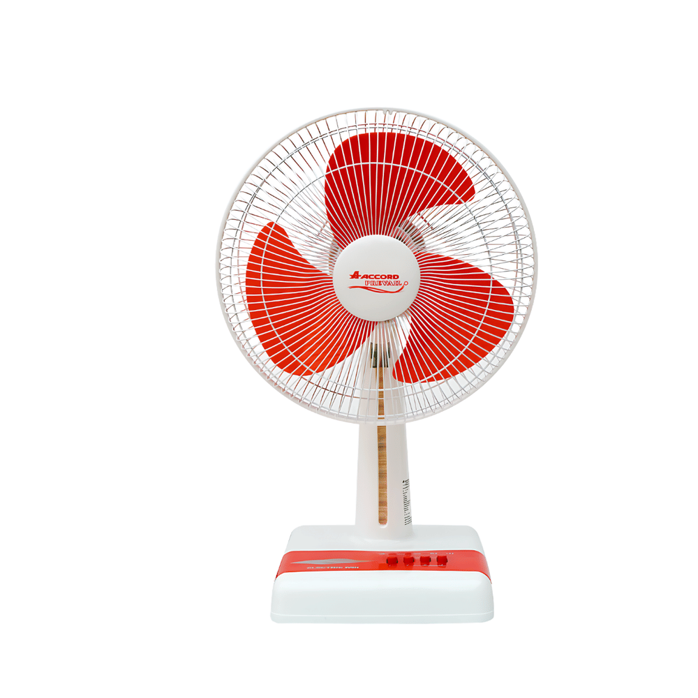 พัดลมตั้งโต๊ะ ACCORD PREVAIL 12 นิ้ว รุ่น ACCORD สีแดง