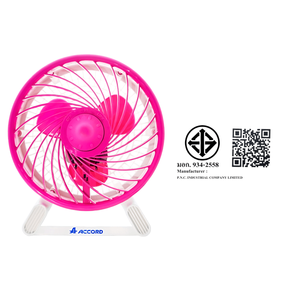 พัดลมตั้งโต๊ะ Accord Prevail รุ่น DT-78 TURBO สีชมพู_3
