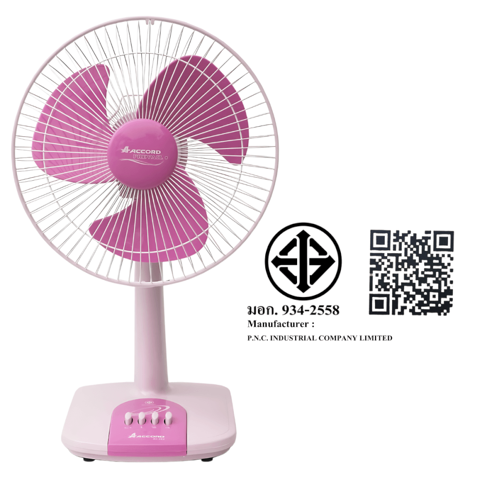 พัดลมตั้งโต๊ะ Accord Prevail 12 นิ้ว รุ่น AC-202 สีชมพู _3