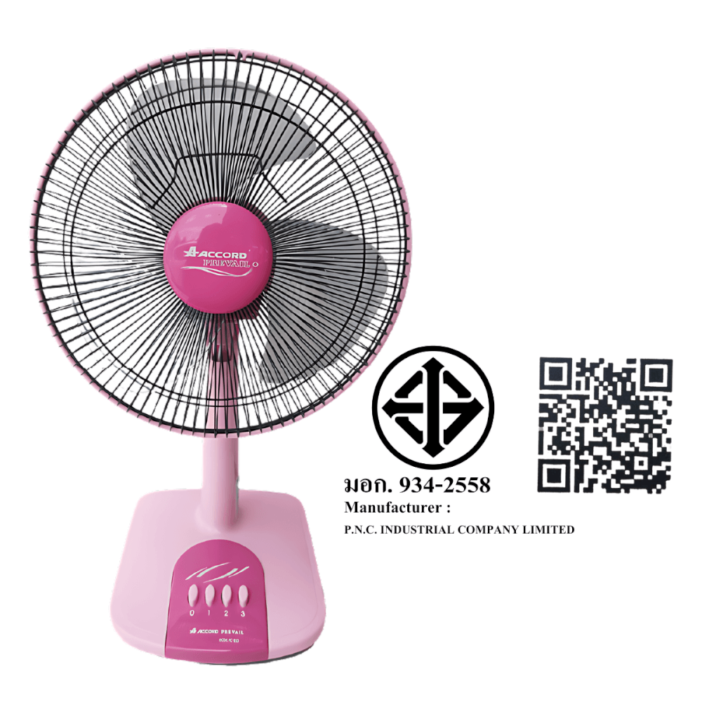 พัดลมตั้งโต๊ะ ACCORD PREVAIL 12 นิ้ว รุ่น AC-201 สีชมพู_3