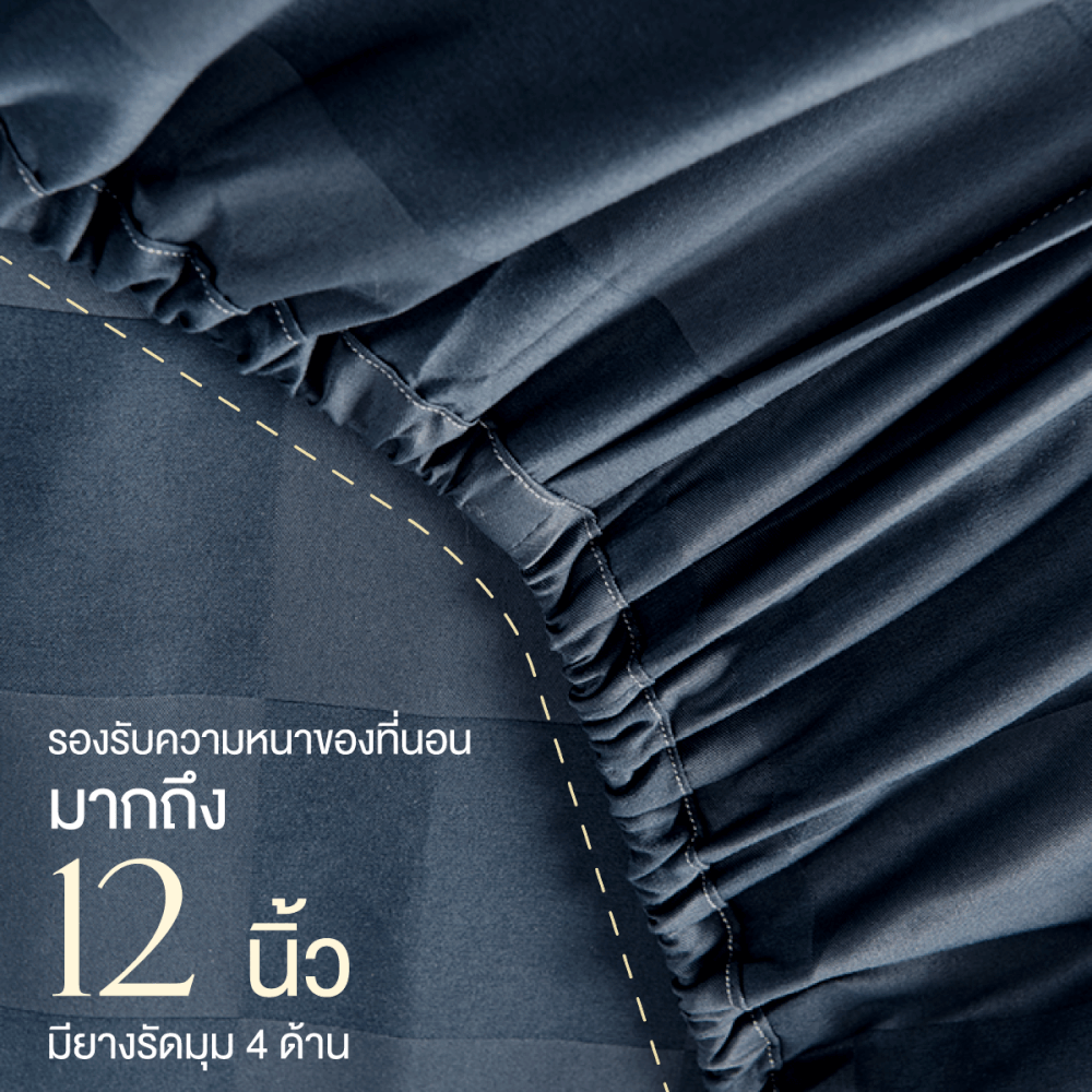 ชุดผ้าปูที่นอน 5 ฟุต 7 ชิ้น IBED ลายตาราง MALLARD BLUE พร้อมผ้านวมถอดซัก