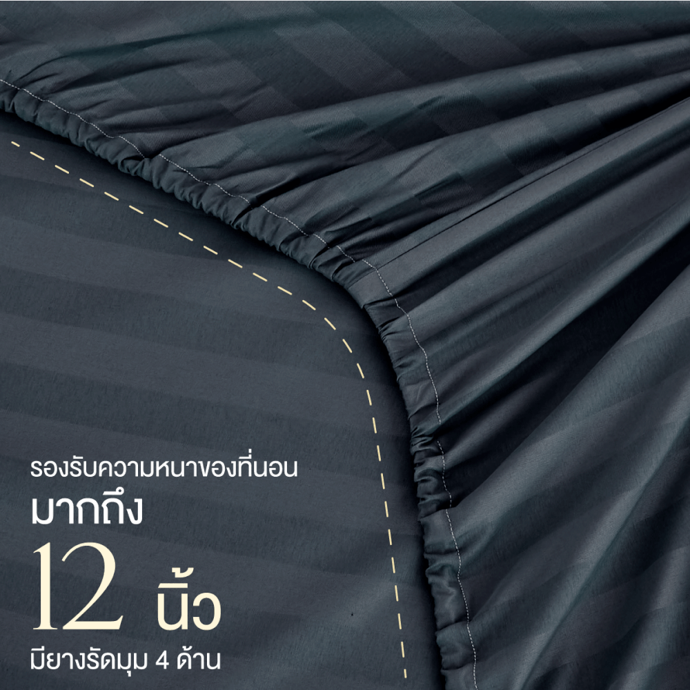 ชุดผ้าปูที่นอน 3.5 ฟุต 5 ชิ้น IBED ลายริ้ว IMPERIAL BLUE พร้อมผ้านวมถอดซัก
