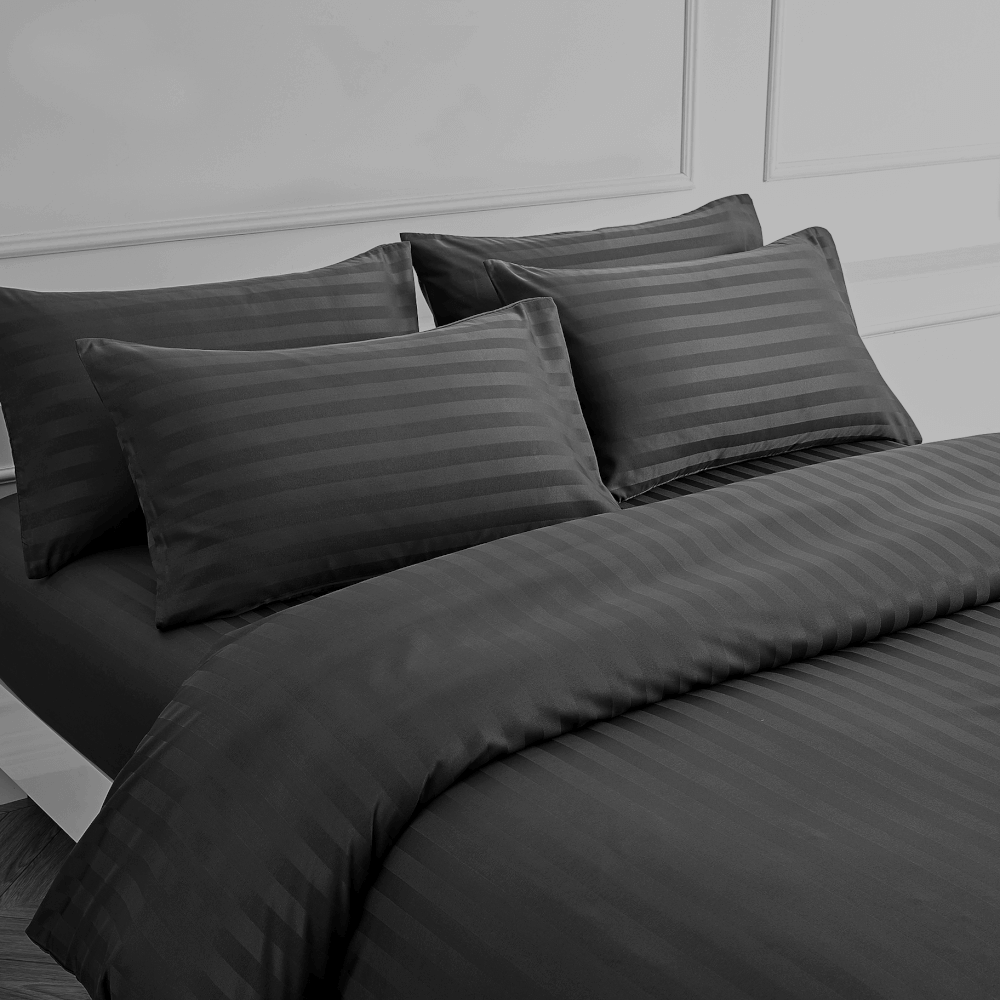 ชุดผ้าปูที่นอน 3.5 ฟุต 3 ชิ้น IBED ลายริ้ว CHARCOAL