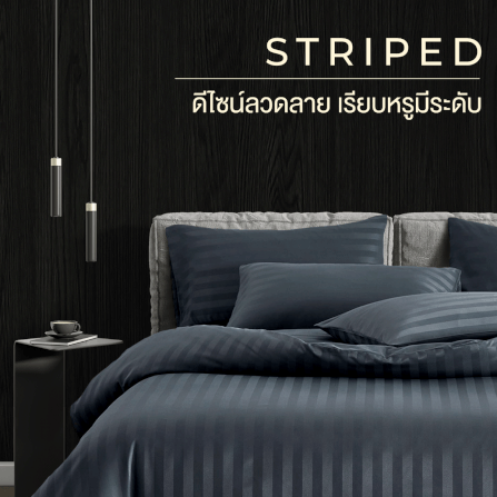 ชุดผ้าปูที่นอน 5 ฟุต 5 ชิ้น IBED ลายริ้ว IMPERIAL BLUE_1