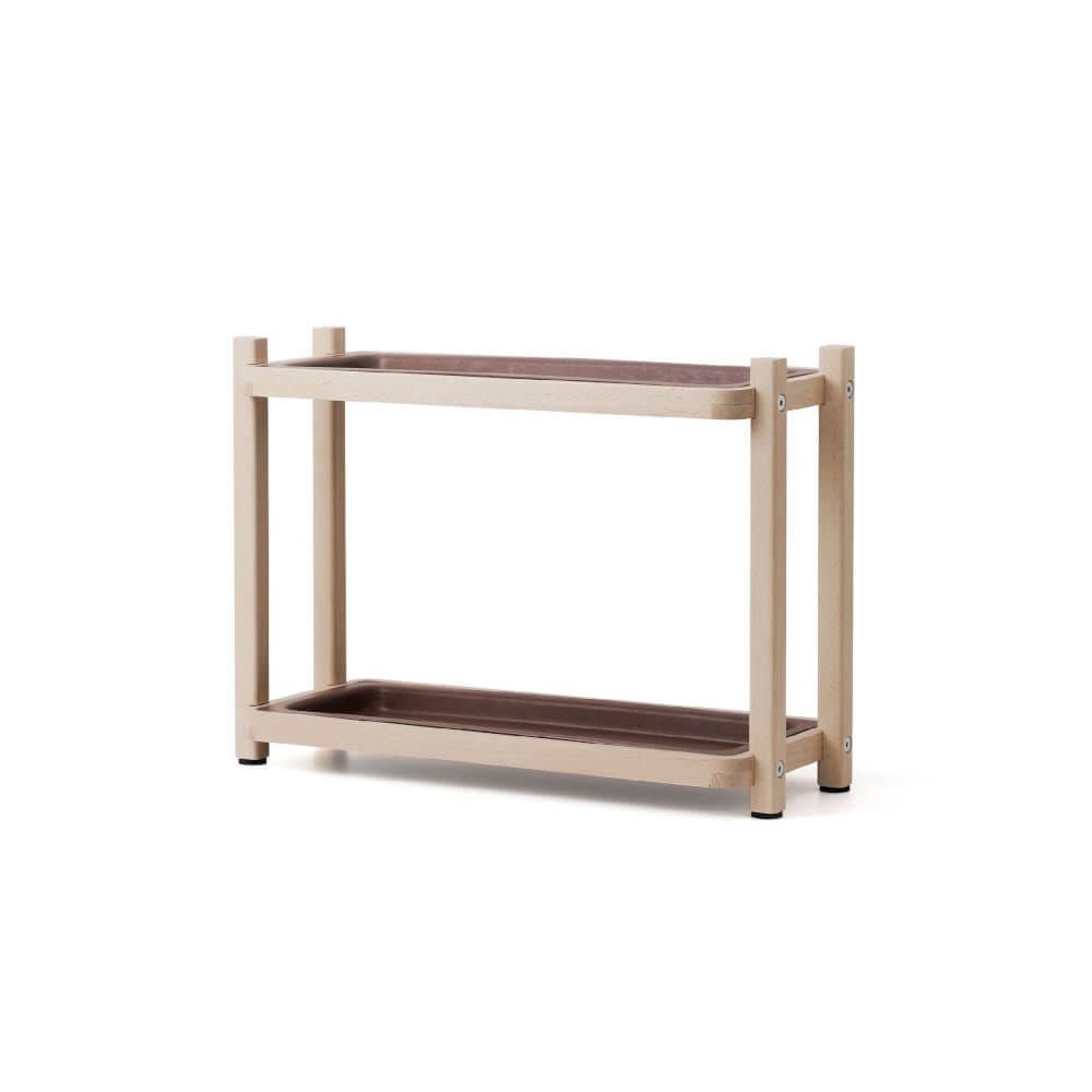 ชั้นเอนกประสงค์ถาดไม้ 2 ชั้นดีไซน์สวยไม้บีชจริง Pana Objects รุ่น Simon: Organizer tray ไม้บีชถาดรองสีน้ำตาลเข้ม size 45.2x18x32.4 ซม