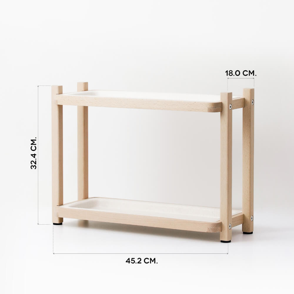 ชั้นเอนกประสงค์ถาดไม้ 2 ชั้นดีไซน์สวยไม้บีชจริง Pana Objects รุ่น Simon: Organizer tray ไม้บีชถาดรองสีน้ำตาลเข้ม size 45.2x18x32.4 ซม