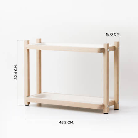 ชั้นเอนกประสงค์ถาดไม้ 2 ชั้นดีไซน์สวยไม้บีชจริง Pana Objects รุ่น Simon: Organizer tray ไม้บีชถาดรองสีน้ำตาลเข้ม size 45.2x18x32.4 ซม_1