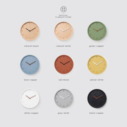 นาฬิกาแขวนผนังไม้บีชจริง Pana Objects รุ่น Timy-C 26 cm เรือนไม้ทำสีขาวเข็มทองแดง: ดีไซน์มินิมอลตัวเลขเรียบง่าย เครื่องเดินเงียบ size 26x26x3.4  cm_3