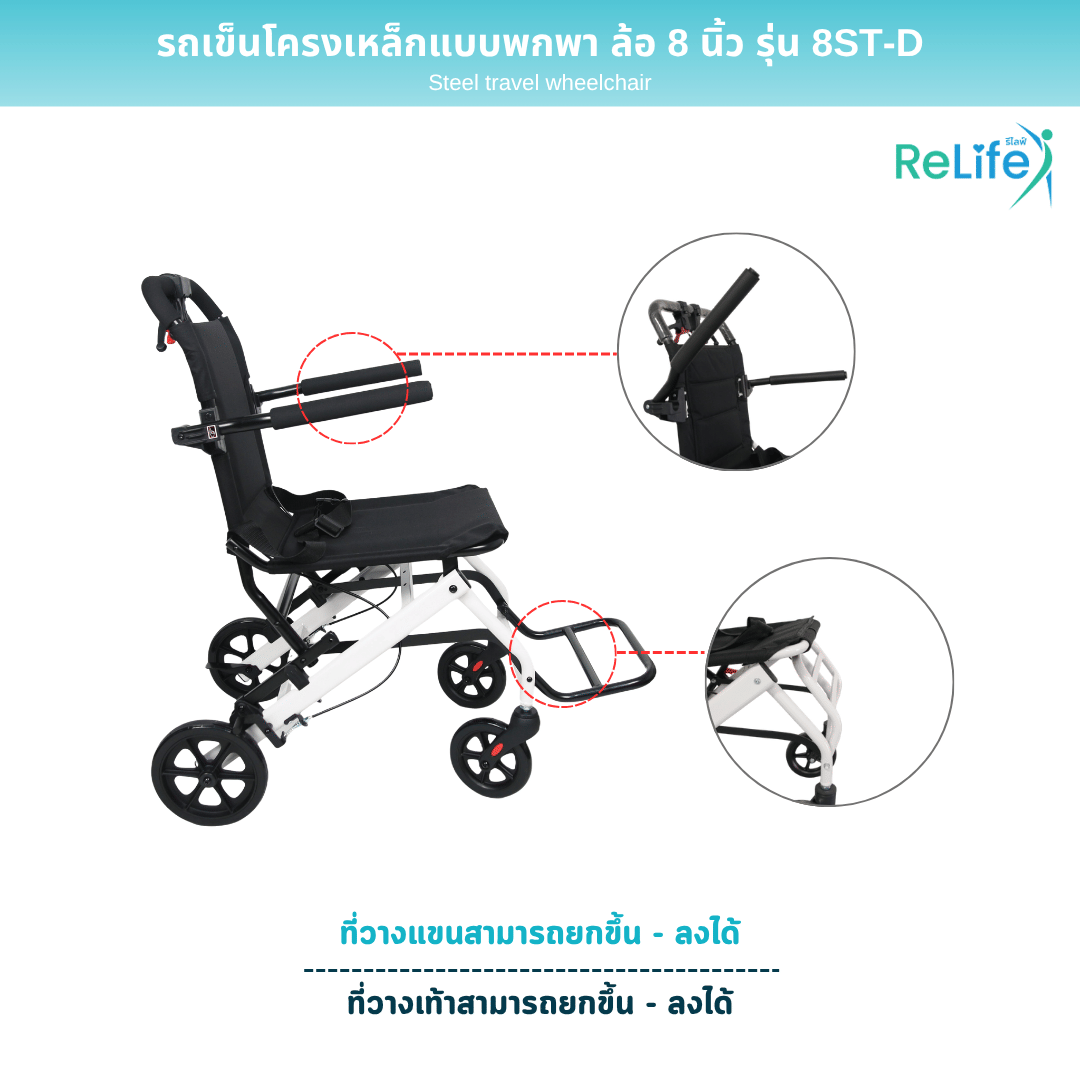 รถเข็นเหล็กแบบพกพา RELIFE รุ่น 8ST-D ล้อ 8นิ้ว_4