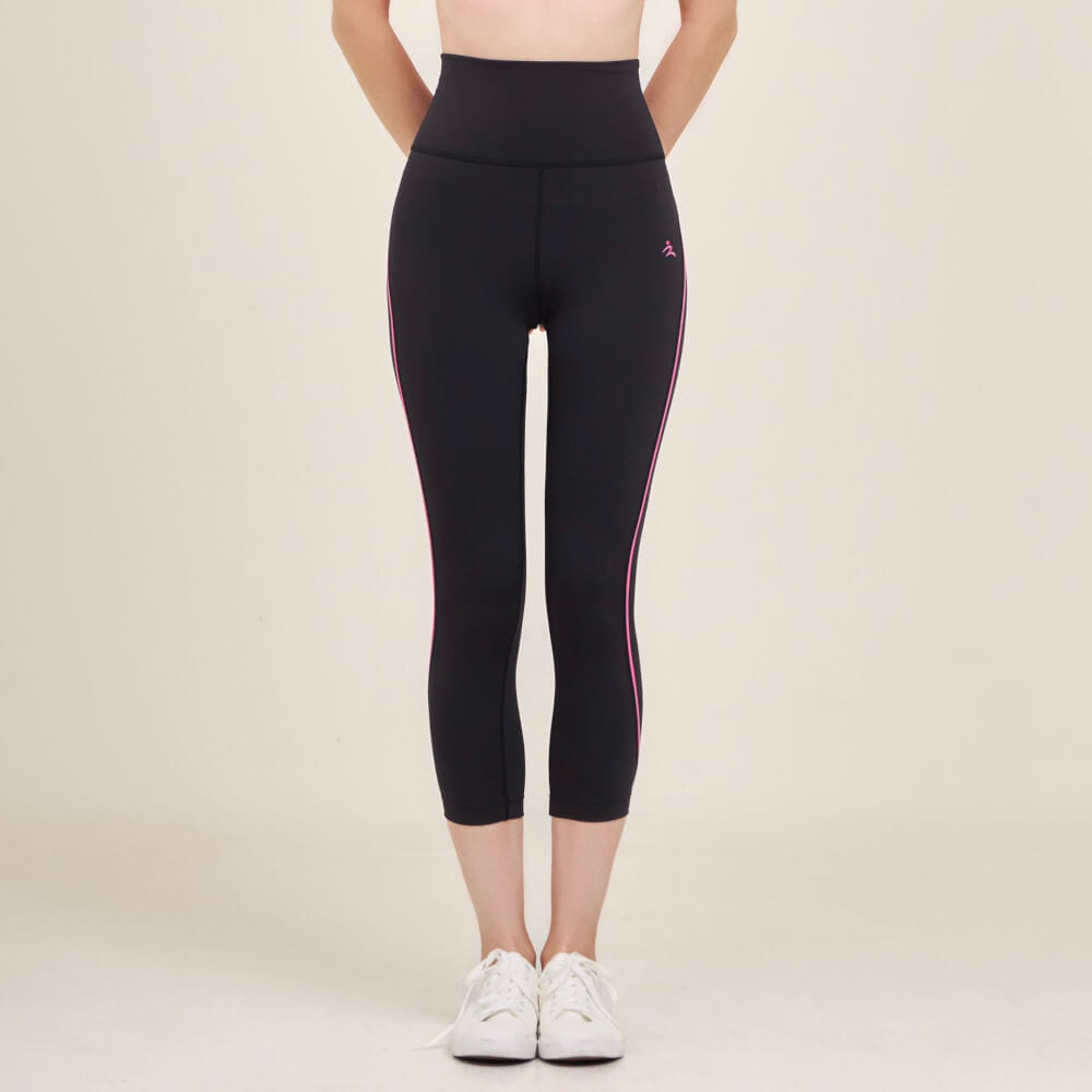 กางเกงขา 5 ส่วนเอวสูง D&P Sport DP-2786 ไซส์ S สีดำแถบชมพู