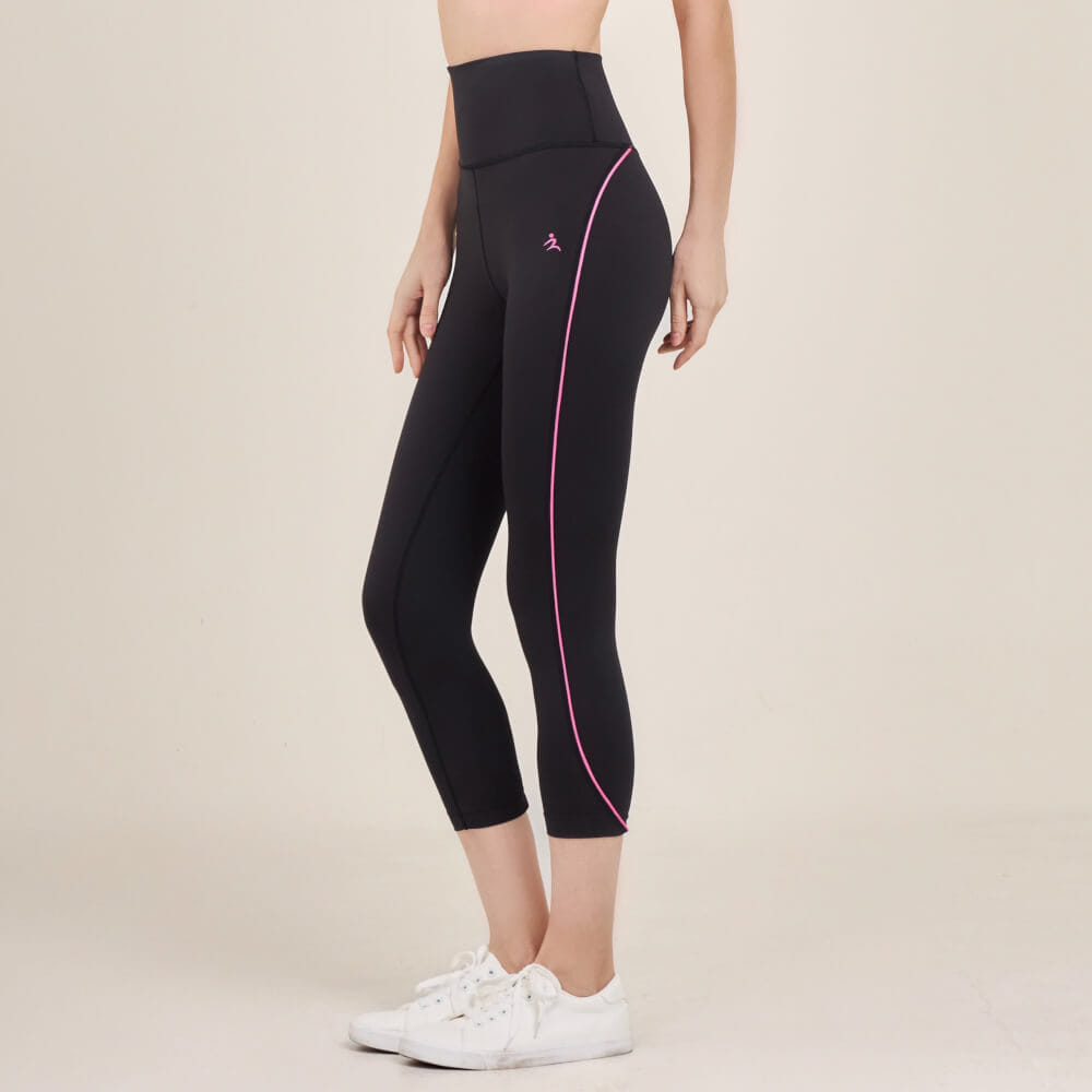 กางเกงขา 5 ส่วนเอวสูง D&P Sport DP-2786 ไซส์ S สีดำแถบชมพู