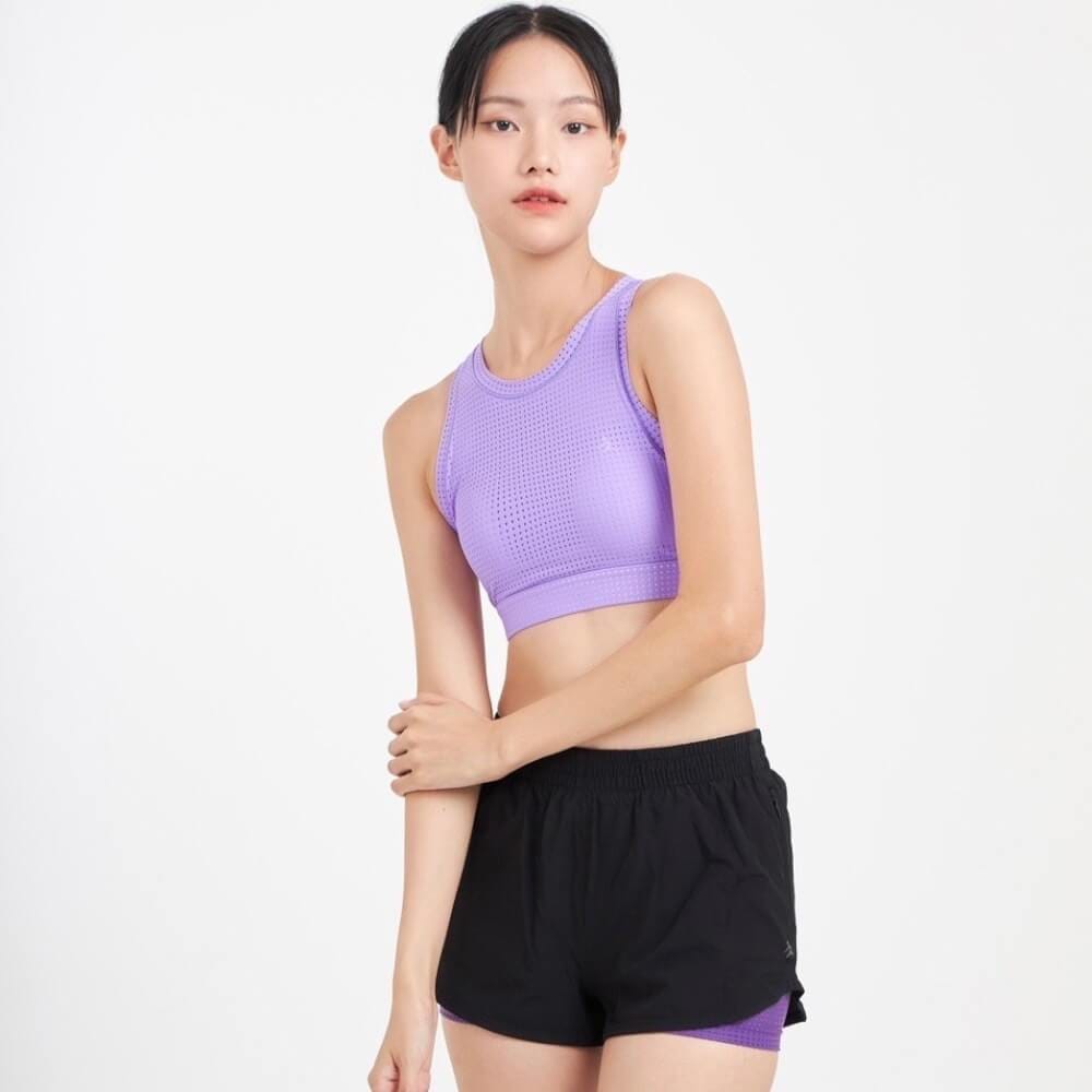 กางเกงขาสั้นมีซับใน D&P Sport DP-3255 ไซส์ M สีดำ/ม่วง