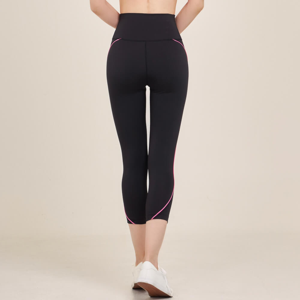 กางเกงขา 5 ส่วนเอวสูง D&P Sport DP-2786 ไซส์ S สีดำแถบชมพู