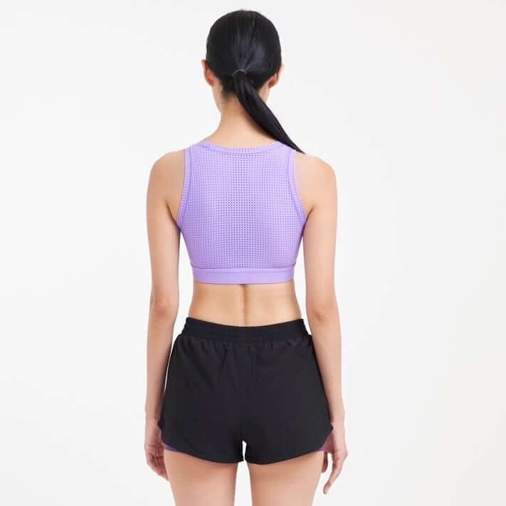 กางเกงขาสั้นมีซับใน D&P Sport DP-3255 ไซส์ M สีดำ/ม่วง