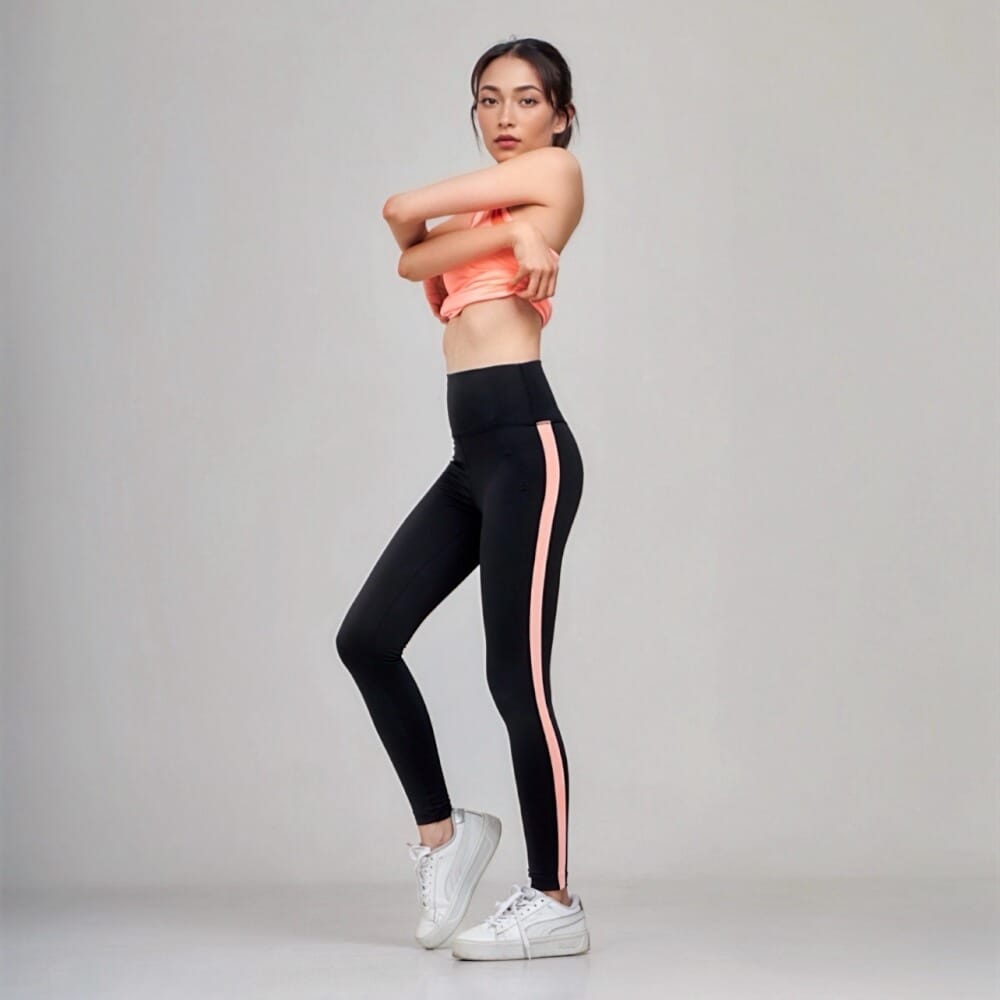  เลกกิ้งขายาวเอวสูง D&P Sport DP-2796 ไซส์ M สีดำ/ส้ม_3