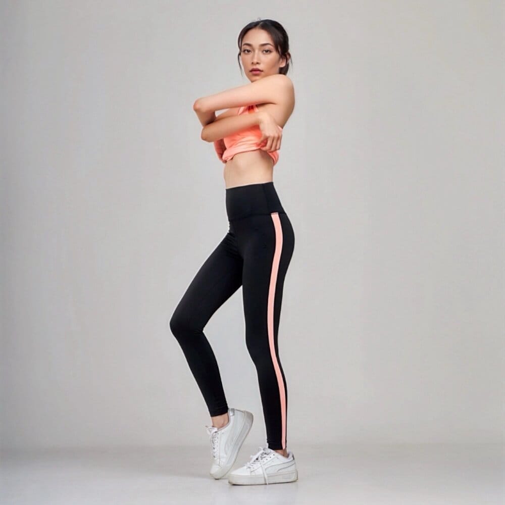 เลกกิ้งขายาวเอวสูง D&P Sport DP-2796 ไซส์ L สีดำ/ส้ม_3
