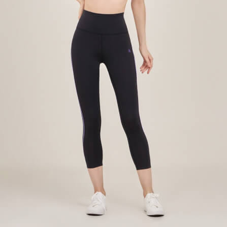 กางเกงขา 5 ส่วนเอวสูง D&P Sport DP-2786 ไซส์ S สีดำแถบม่วง