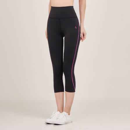 กางเกงขา 5 ส่วนเอวสูง D&P Sport DP-2786 ไซส์ S สีดำแถบชมพูเข้ม