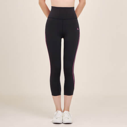 กางเกงขา 5 ส่วนเอวสูง D&P Sport DP-2786 ไซส์ S สีดำแถบชมพู_0