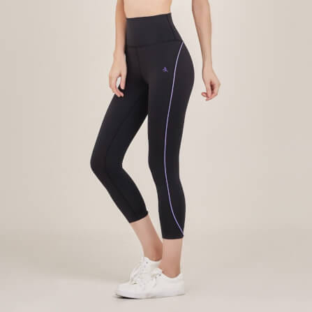 กางเกงขา 5 ส่วนเอวสูง D&P Sport DP-2786 ไซส์ M สีดำแถบม่วง_2