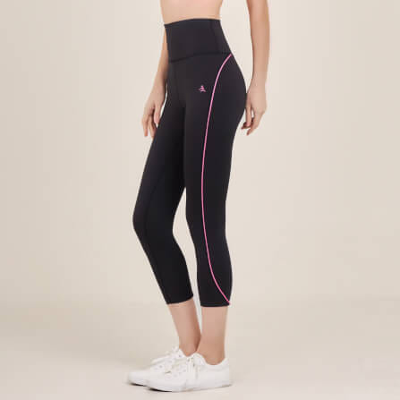 กางเกงขา 5 ส่วนเอวสูง D&P Sport DP-2786 ไซส์ S สีดำแถบชมพู_2