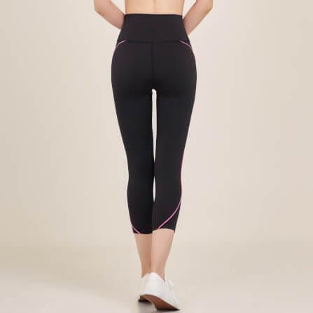 กางเกงขา 5 ส่วนเอวสูง D&P Sport DP-2786 ไซส์ S สีดำแถบชมพู_3