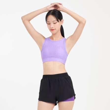 กางเกงขาสั้นมีซับใน D&P Sport DP-3255 ไซส์ M สีดำ/ม่วง_3