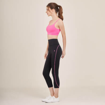 กางเกงขา 5 ส่วนเอวสูง D&P Sport DP-2786 ไซส์ S สีดำแถบชมพู_4