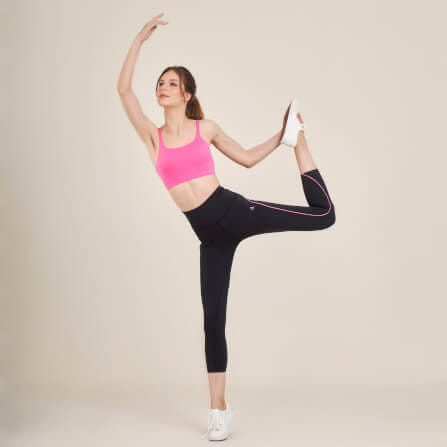 กางเกงขา 5 ส่วนเอวสูง D&P Sport DP-2786 ไซส์ S สีดำแถบชมพู_5
