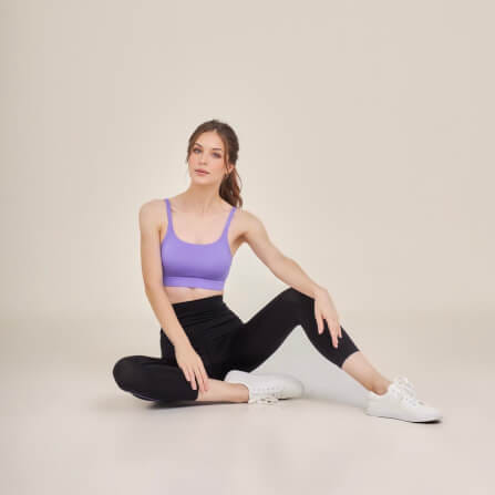 กางเกงขา 5 ส่วนเอวสูง D&P Sport DP-2786 ไซส์ M สีดำแถบม่วง_6