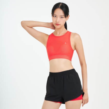 กางเกงขาสั้นมีซับใน D&P Sport DP-3255 ไซส์ S สีดำ/แดง_5