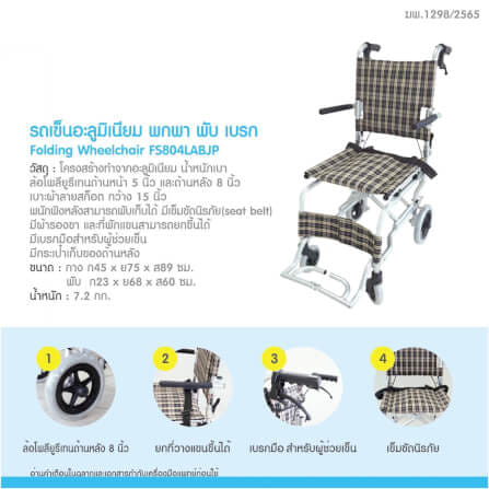 รถเข็นวีลแชร์ MEDHUB TCC024 รุ่นพกพาง่าย ลายสก็อต_2
