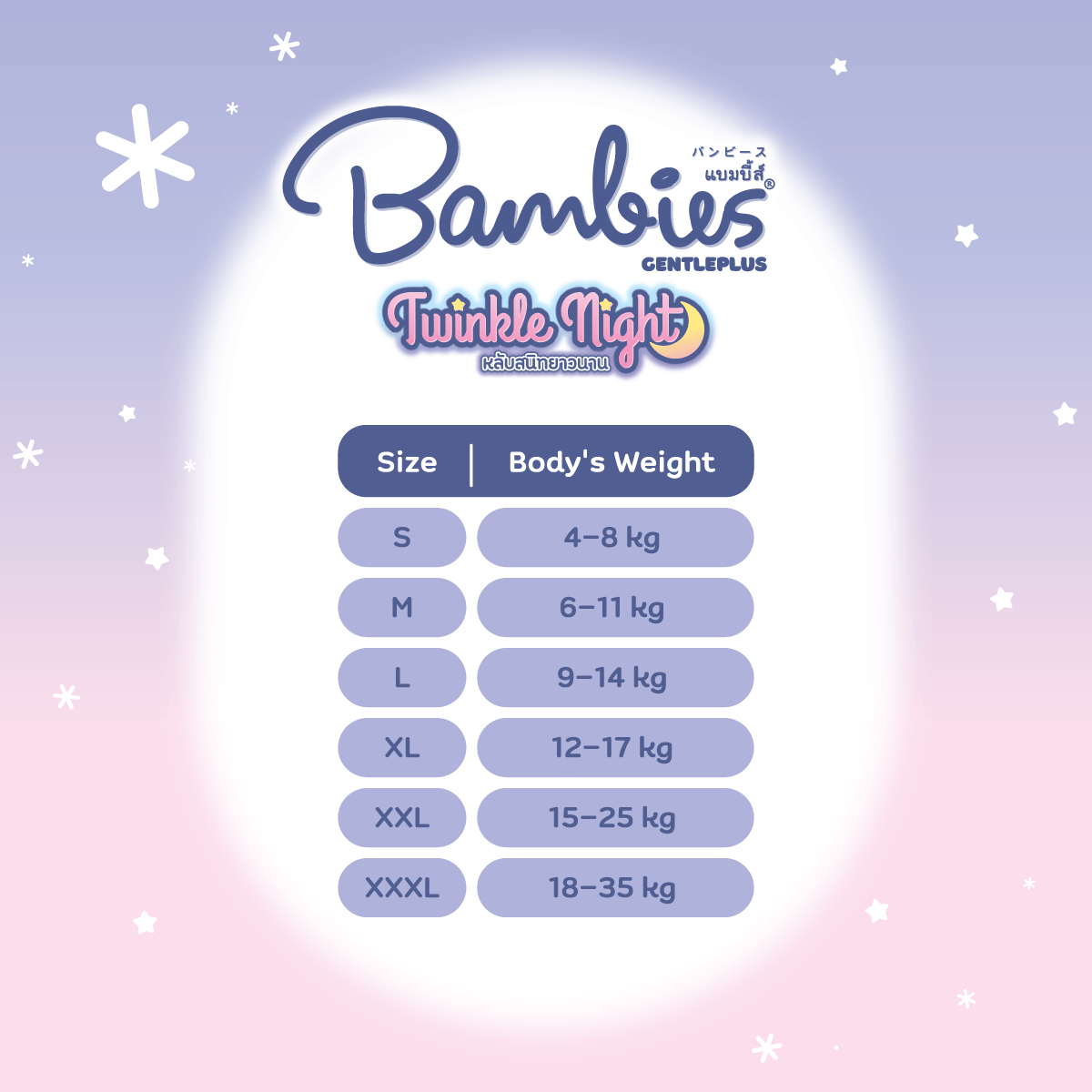 ผ้าอ้อมแบบกางเกงสำหรับเด็ก Bambies รุ่น Twinkle Night ไซส์ S 42 ชิ้น_6