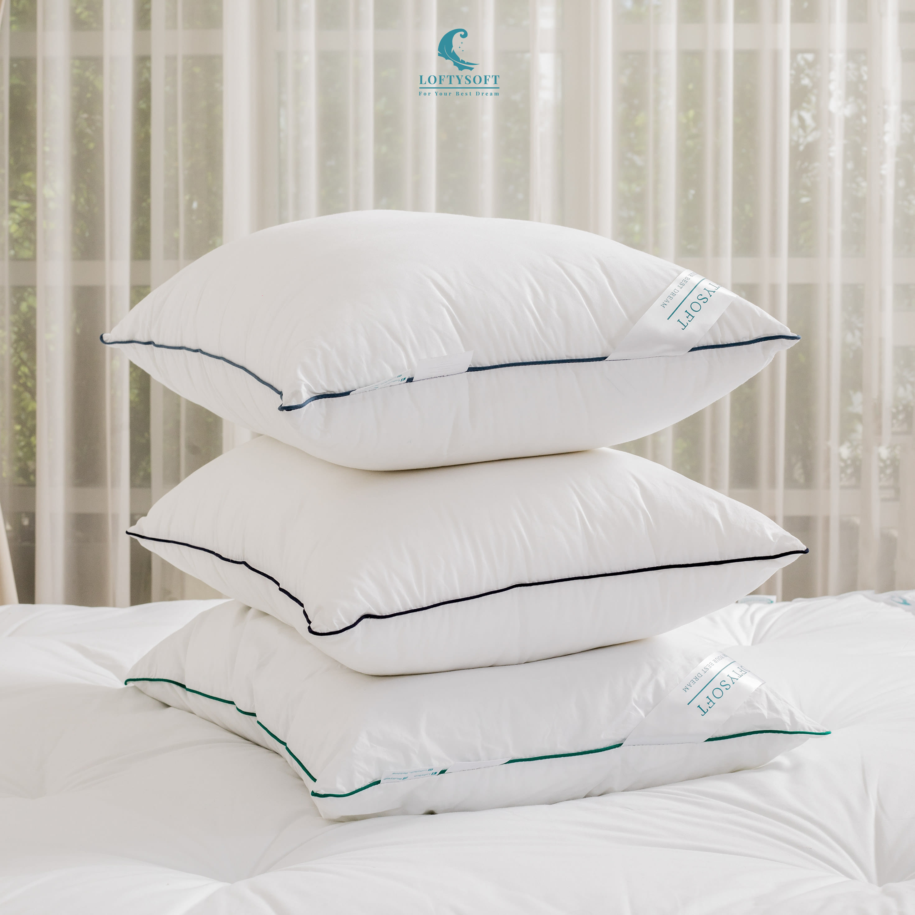 หมอนขนห่านเทียม LOFTYSOFT HOTEL PILLOW รุ่น STANDARD COMFY19X29นิ้ว สีขาว_4