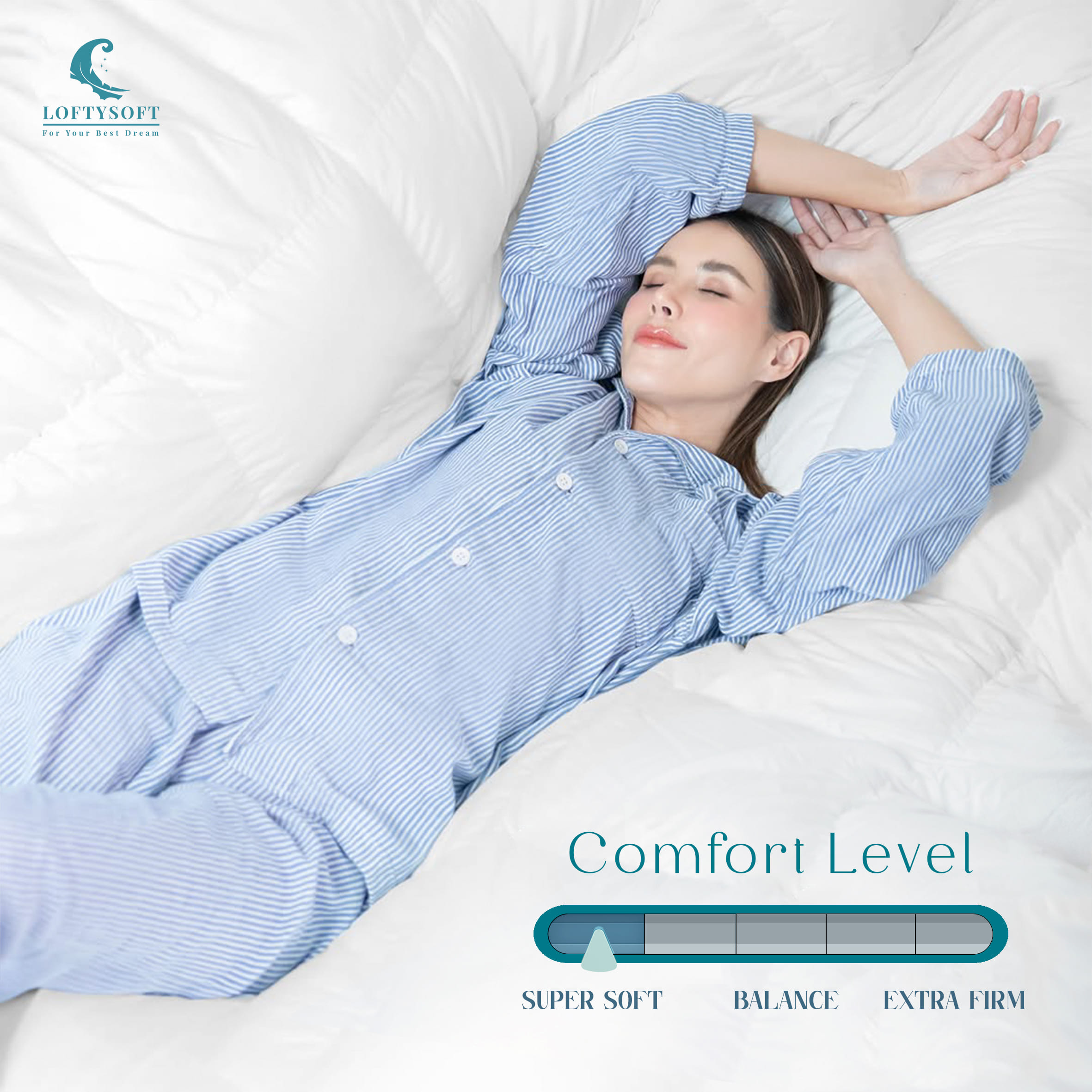 แผ่นรองนอน 6 ฟุต LOFTYSOFT รุ่น SUPREME COMFORT ขนห่านเทียม_5