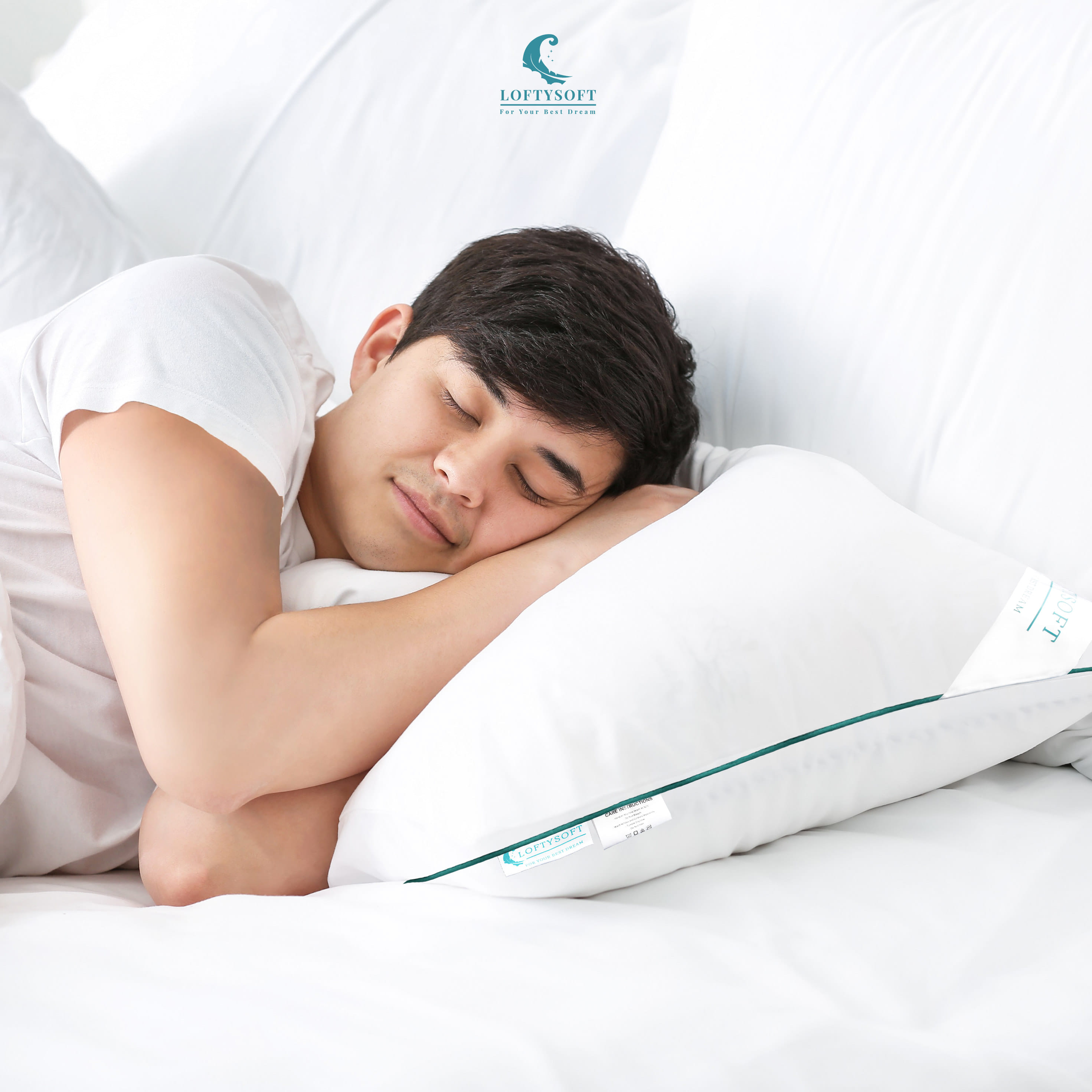 หมอนขนห่านเทียม LOFTYSOFT HOTEL PILLOW รุ่น STANDARD COMFY19X29นิ้ว สีขาว_5