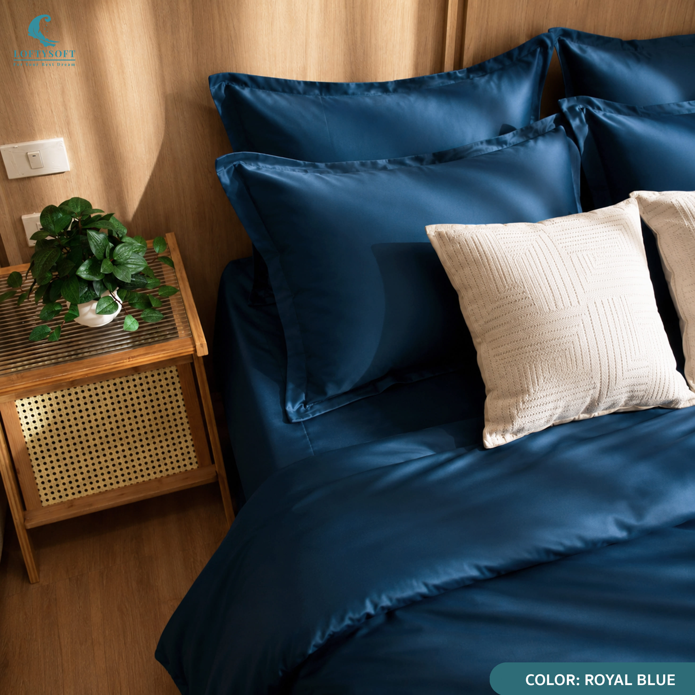 ชุดผ้าปูที่นอน 3.5 ฟุต 2 ชิ้น LOFTYSOFT Elegance Collection - Royal Blue SET A_9